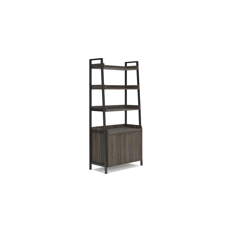 Zendex 72" Dark Brown Wood and Metal Bookcase with Cabinet