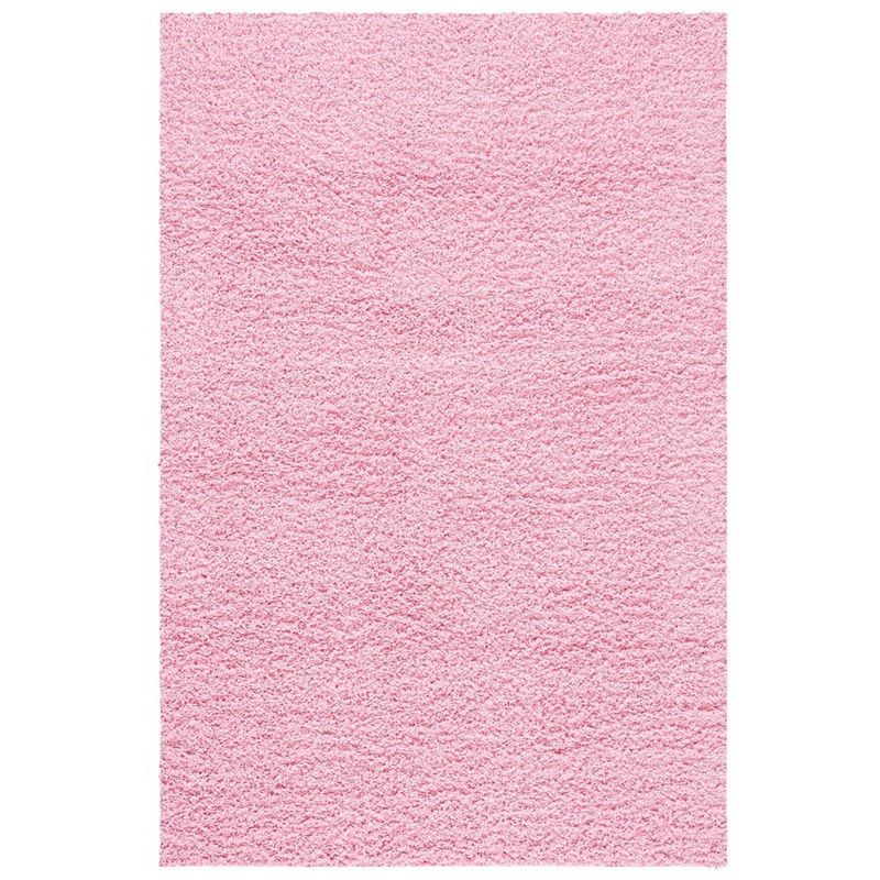 Plush Pink Shag 6' x 9' Rectangular Synthetic Area Rug