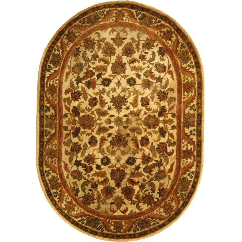 Handmade Gold Tufted Wool Oval Area Rug