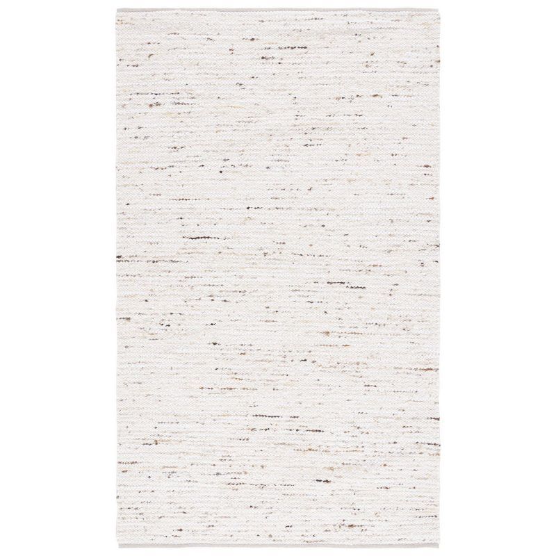 Ivory and Gold Flat Woven Wool Handmade 8' x 10' Area Rug