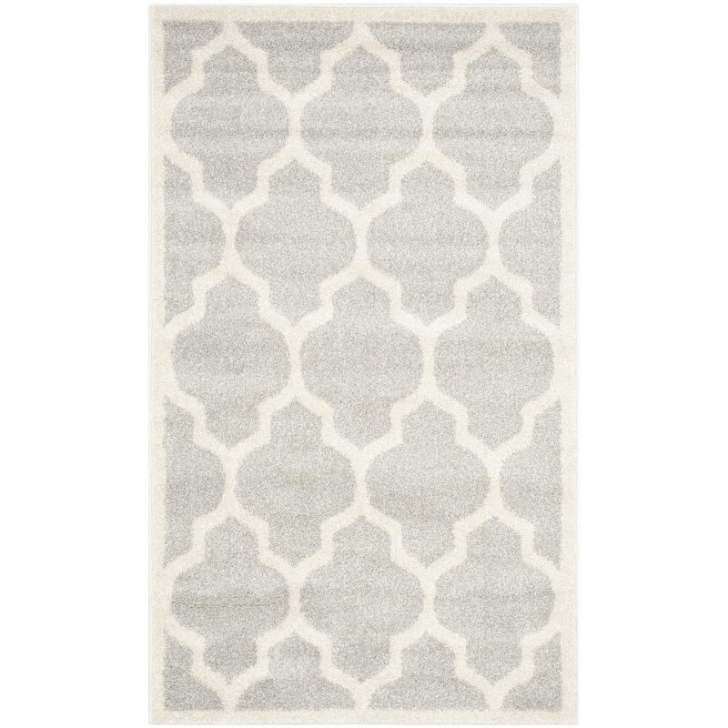 Reversible Geometric Light Grey & Beige Synthetic Area Rug - 3' x 5'