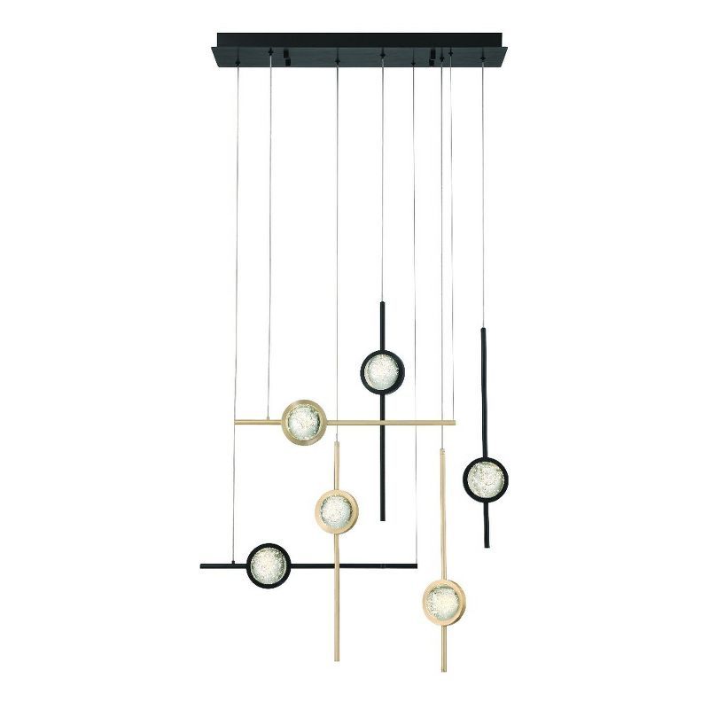 Barletta Gold and Black 6-Light LED Chandelier with Clear Glass Shades