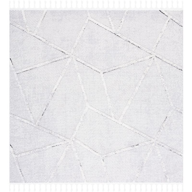 Nomadic Ivory & Grey Hand-Knotted Wool Square Rug