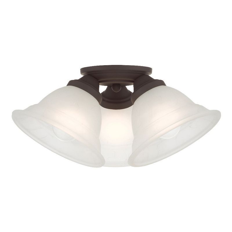 Wynnewood Bronze 3-Light Flush Mount with Gray Marble Glass