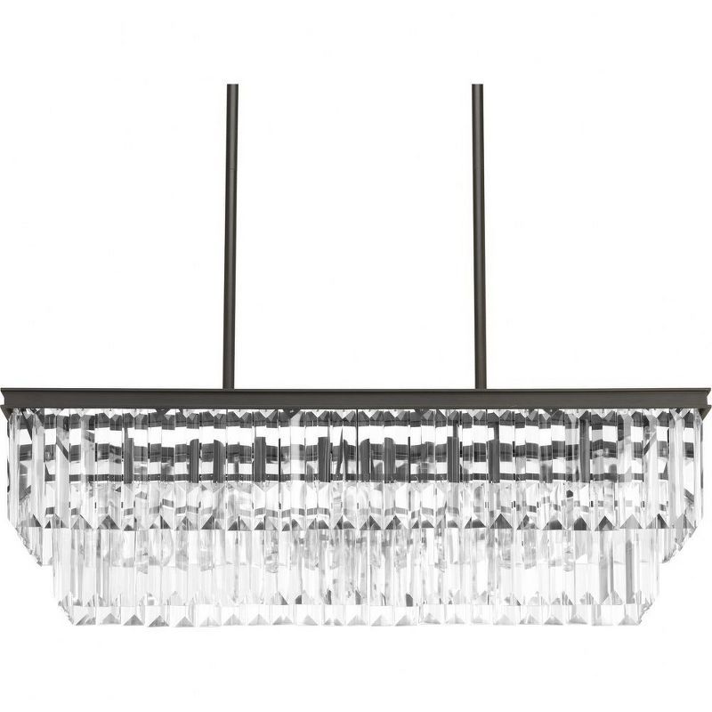 Antique Bronze Crystal 4-Light Linear Chandelier