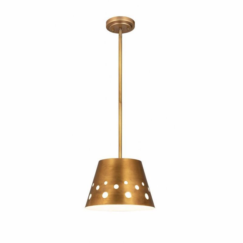 Katie 12" Rubbed Brass and Crystal Pendant Light