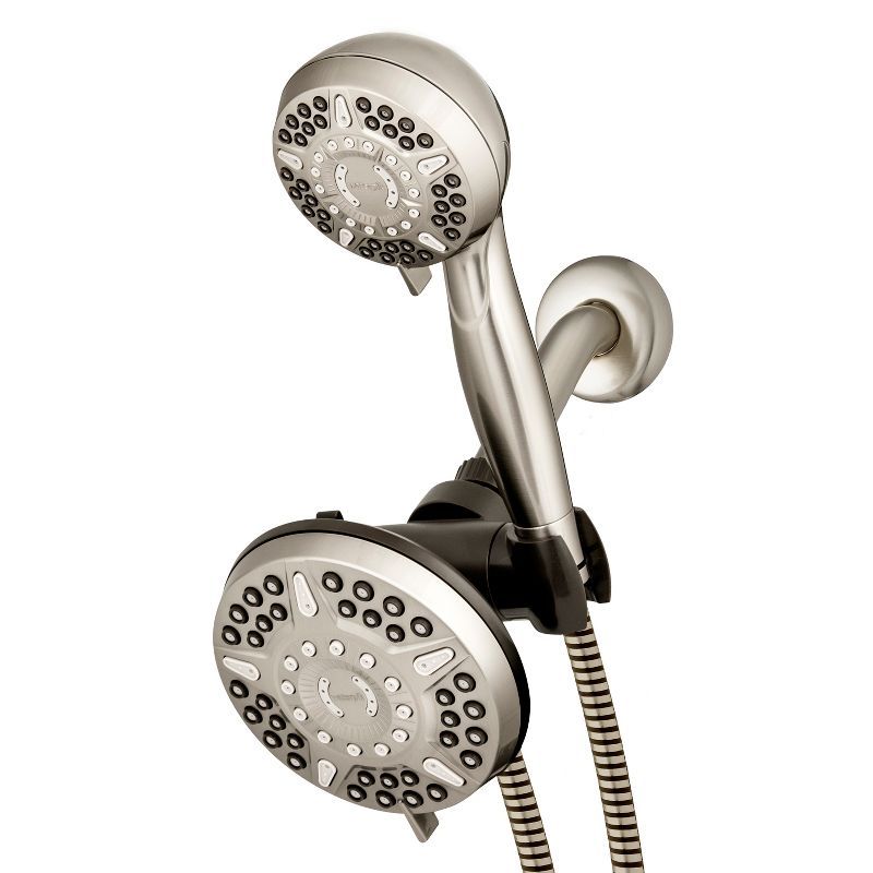 Brushed Nickel Dual Shower Head System with Handheld Combo