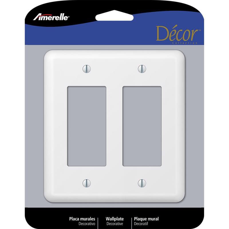 Amerelle White 2-Gang Steel Decorator Wall Plate