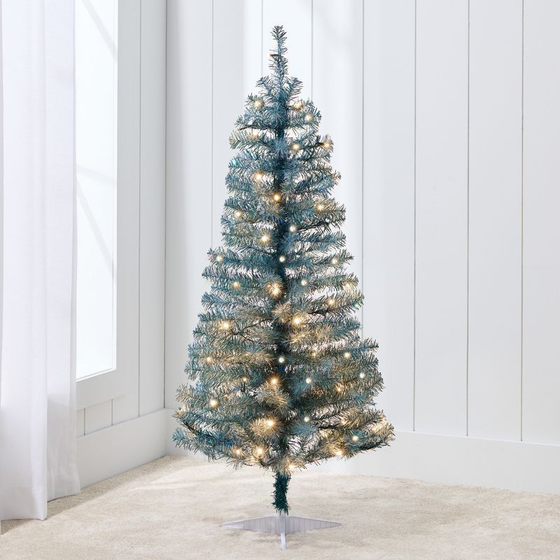 4ft Peacock Blue Prelit Spruce Christmas Tree with LED Lights