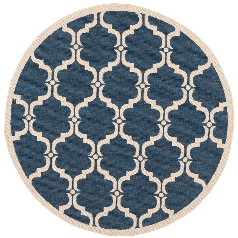 Courtyard Essence Black 59" Round Indoor/Outdoor Synthetic Rug