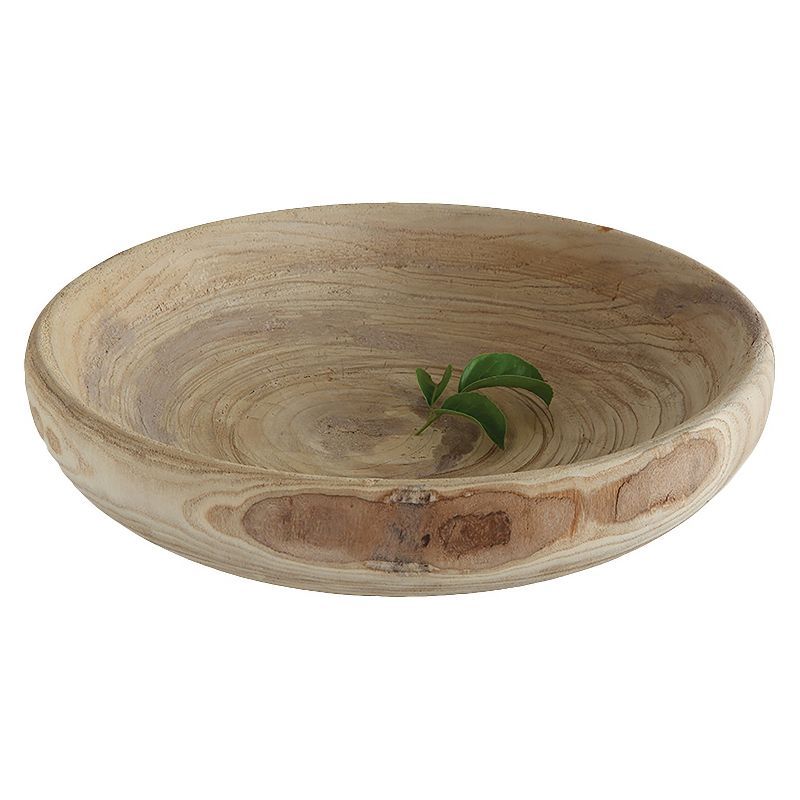 Handcrafted Earthy Paulownia Wood Decorative Bowl Set - 19.8"