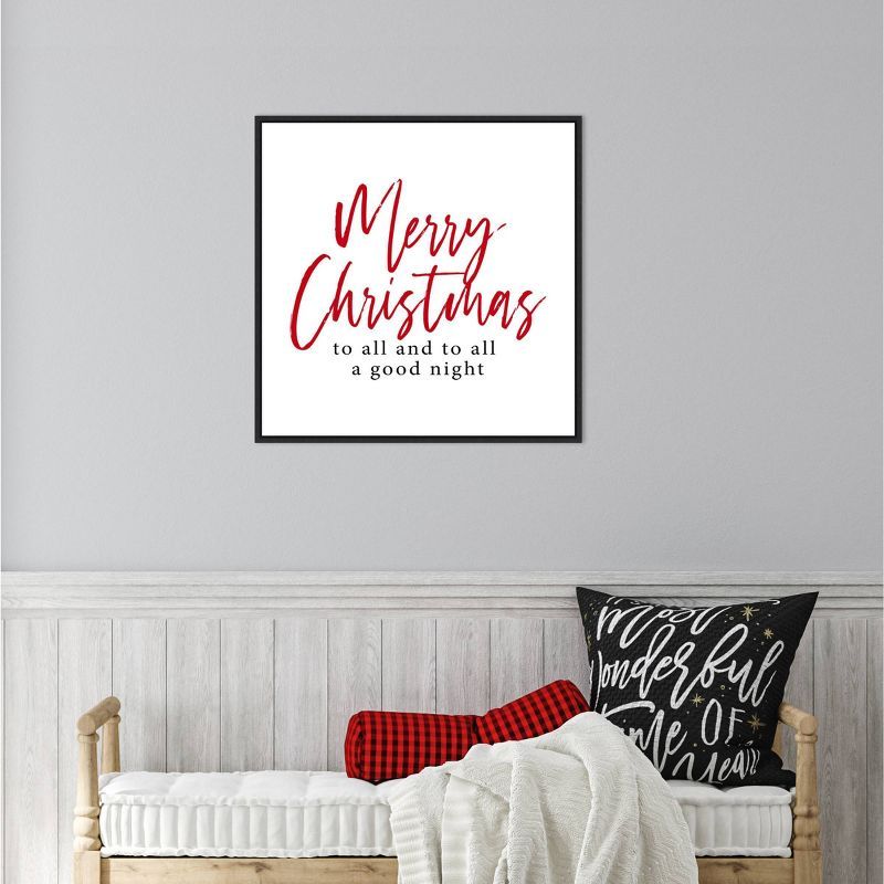 22" x 22" Merry Christmas Script Framed Canvas Wall Art