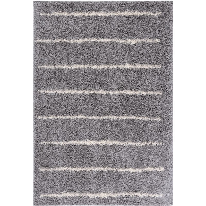 Venus Grey and Ivory Synthetic Shag Rug, 2'7" x 5'