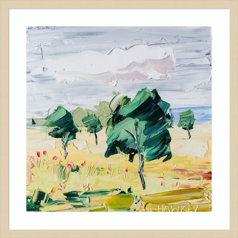 Softly Softly 25" Square Green and Yellow Framed Lithograph