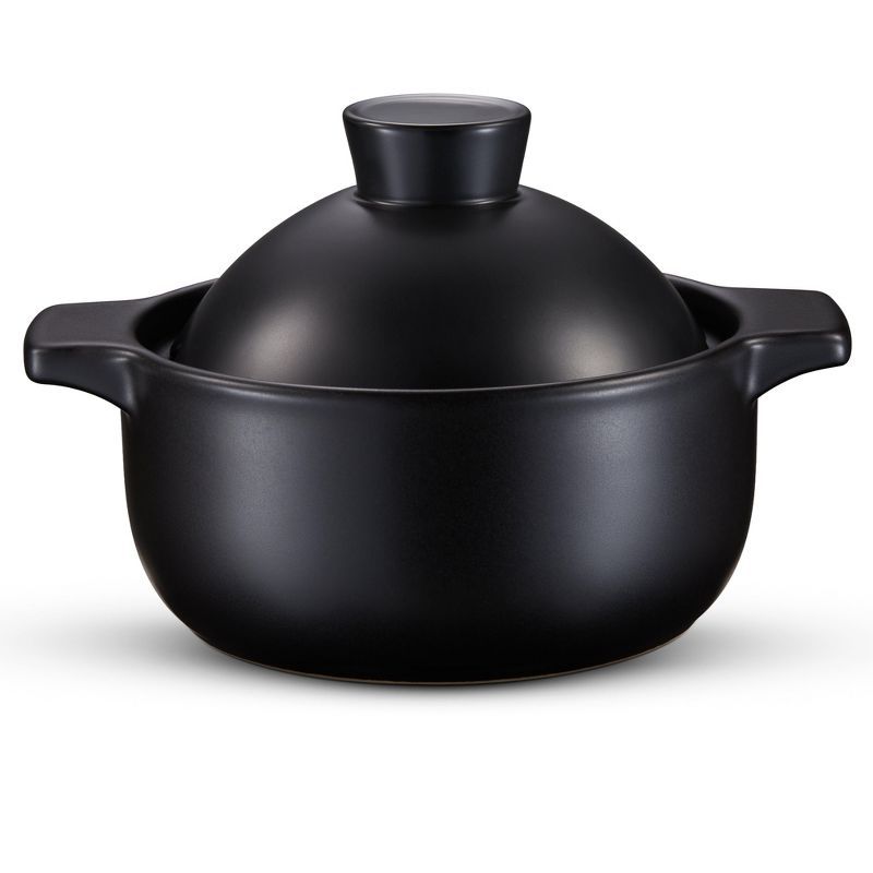 Kook Black Stoneware Dolsot Pot with Lid, 68 oz