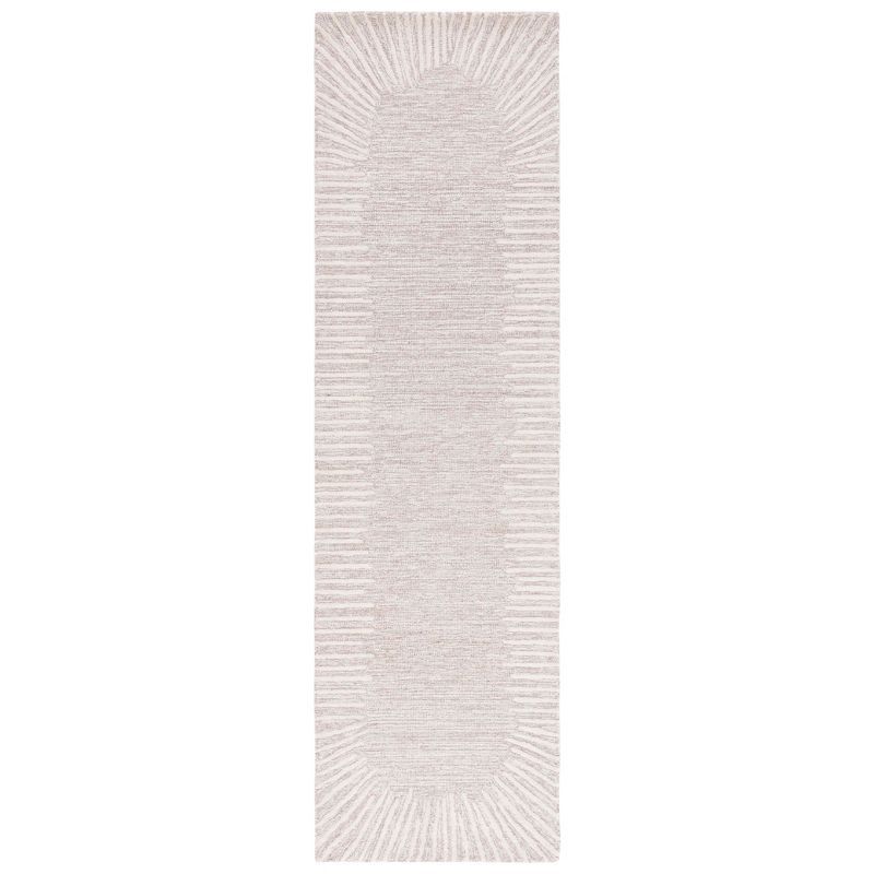 Natural Ivory Abstract Handmade Wool Runner Rug