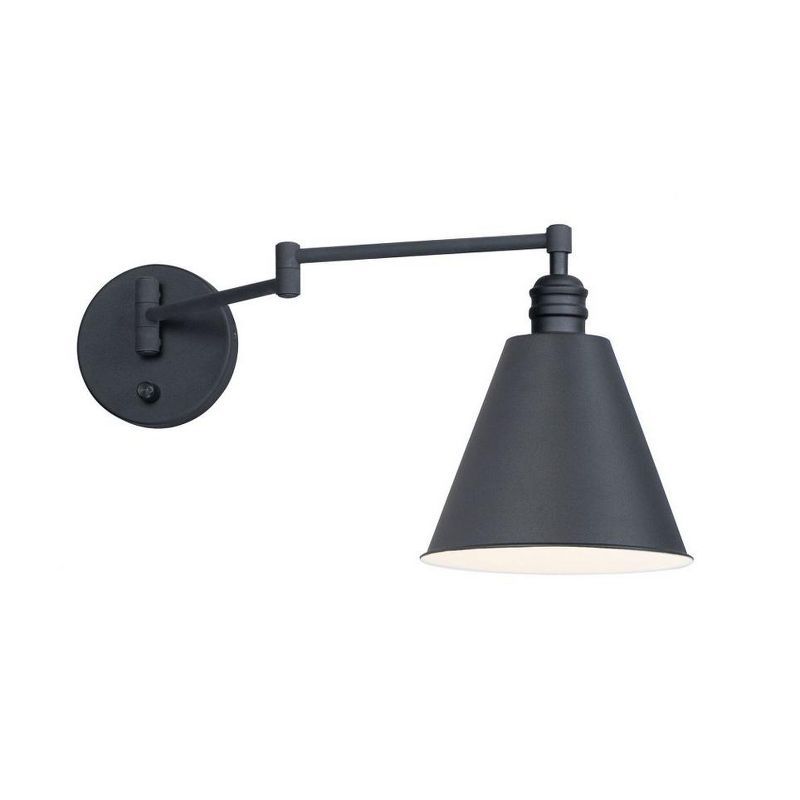 Library Classic Black Steel 1-Light Swing Arm Wall Sconce