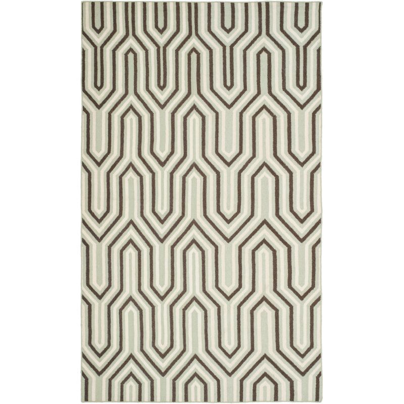 Gray Geometric Flat Woven Wool 4' x 6' Area Rug