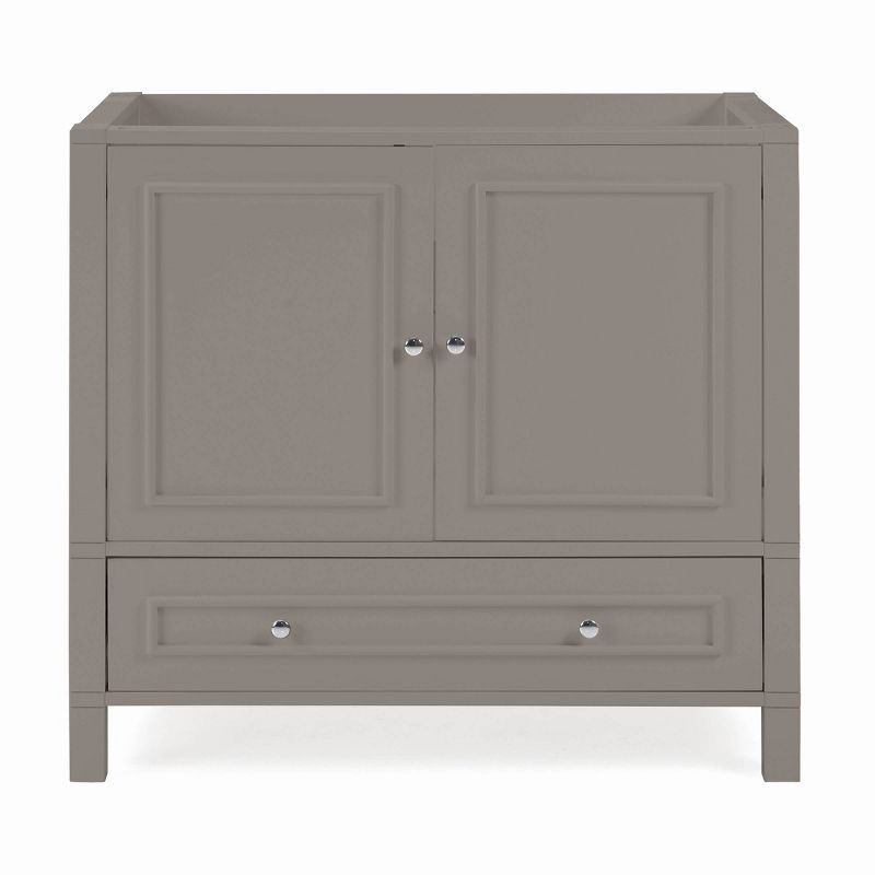 Gray 36" Freestanding Double Door Vanity Cabinet with Nickel Hardware