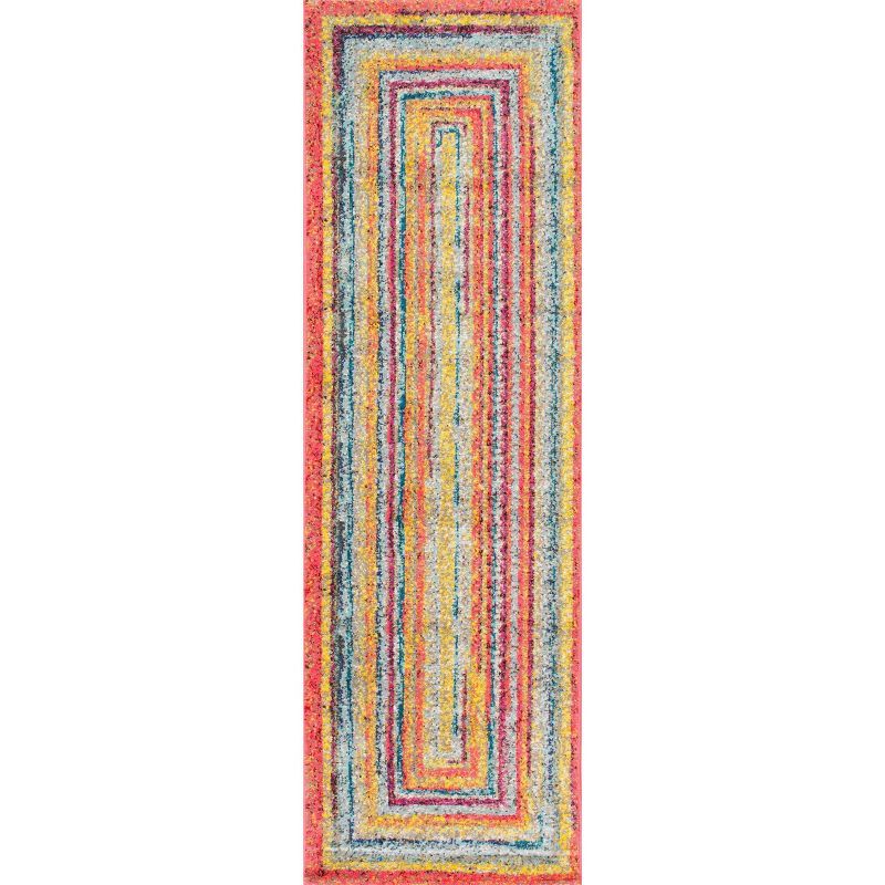 Multicolor Synthetic Stripe Reversible Runner Rug