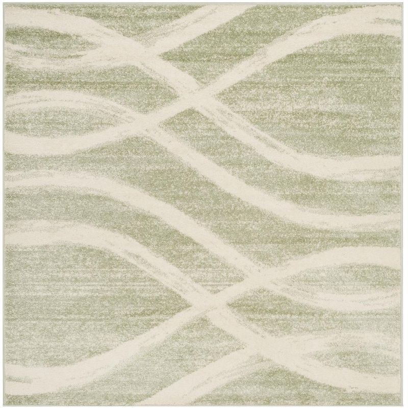 Sage and Cream Square Hand-knotted Synthetic Area Rug