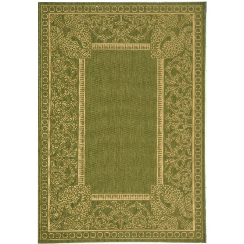 Olive and Natural Rectangular Synthetic Outdoor Area Rug