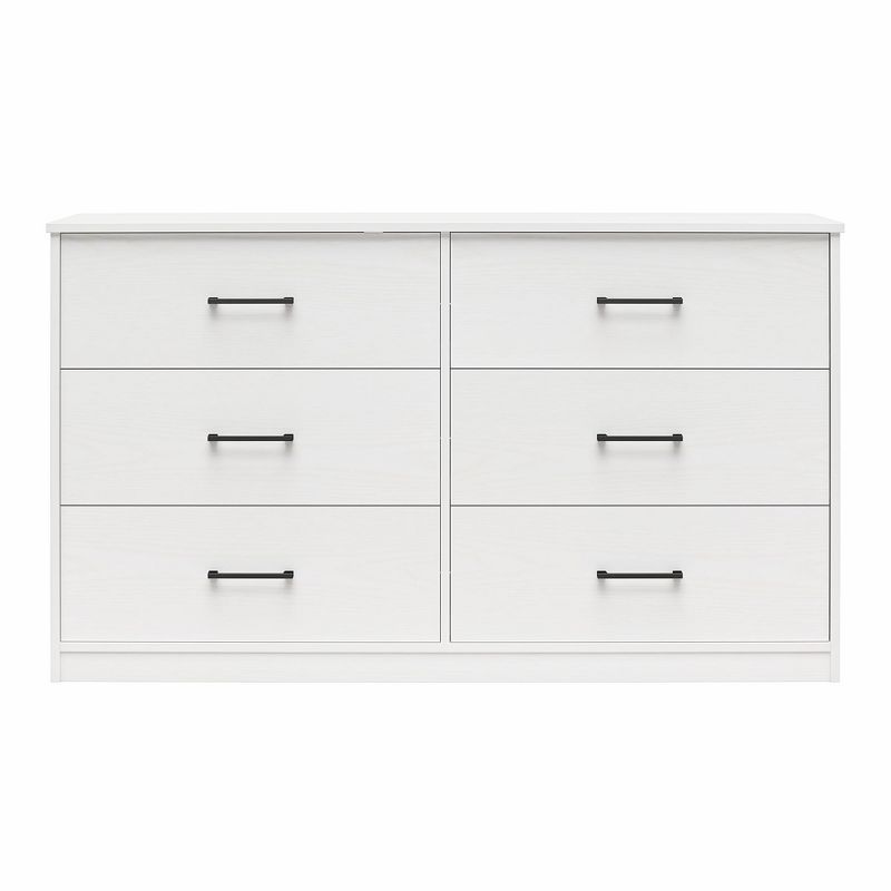 White Wide 6 Drawer Dresser with Metal Slides
