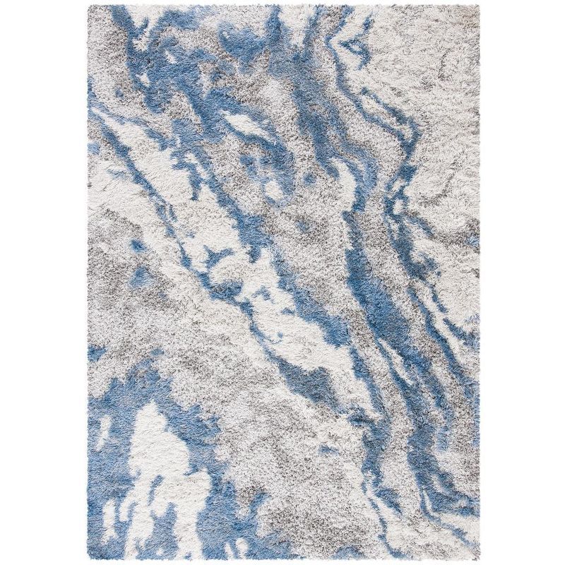 Horizon Gray and Blue Abstract Shag Area Rug