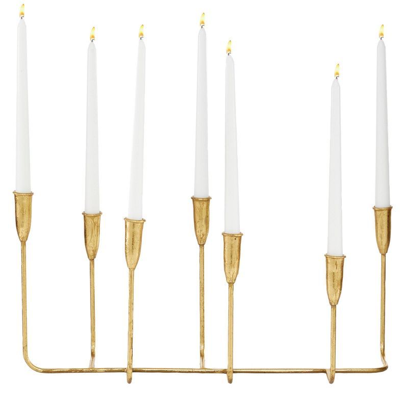 Gold Slim 7-Candle Metal Candelabra