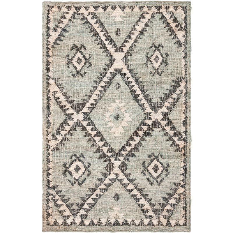 Handmade Blue and Black Wool Kilim Area Rug