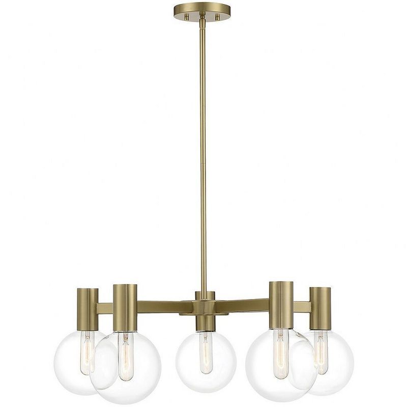 Warm Brass 5-Light Chandelier with Clear Glass Shades