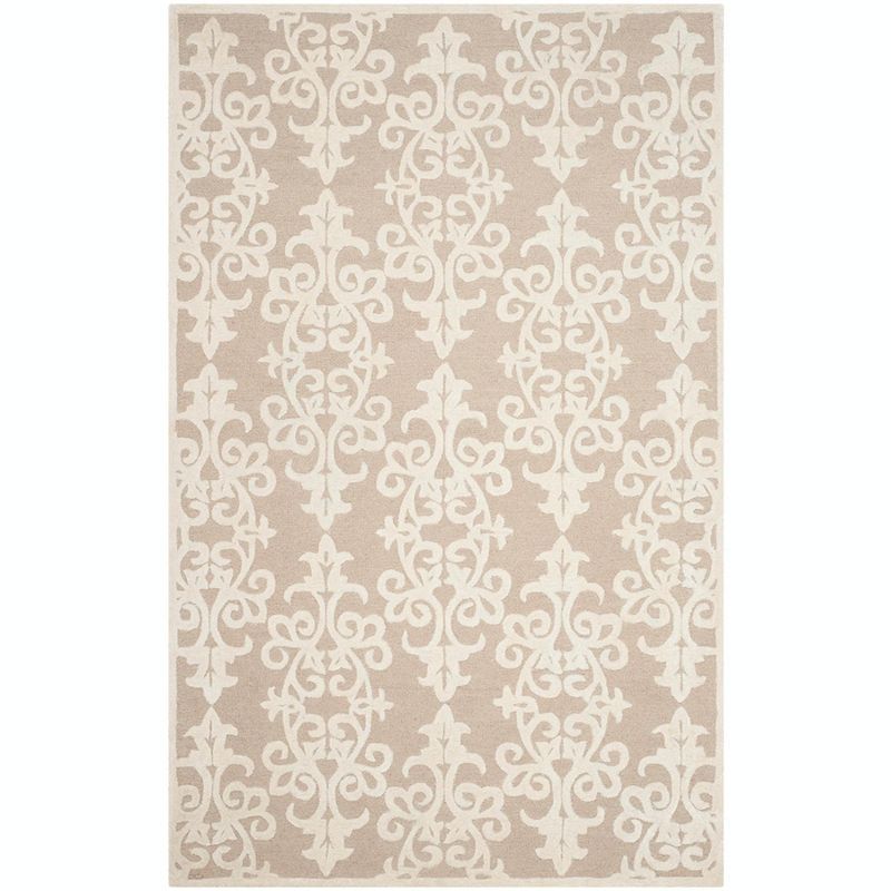 Ivory Hand-Tufted Wool Rectangular Area Rug 5' x 8'