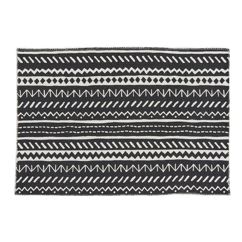 Amaya Black and White Cotton Patterned Placemats Set of 4