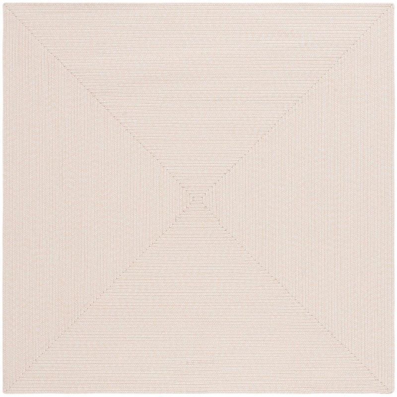 Ivory Beige 6' Square Handmade Reversible Braided Rug