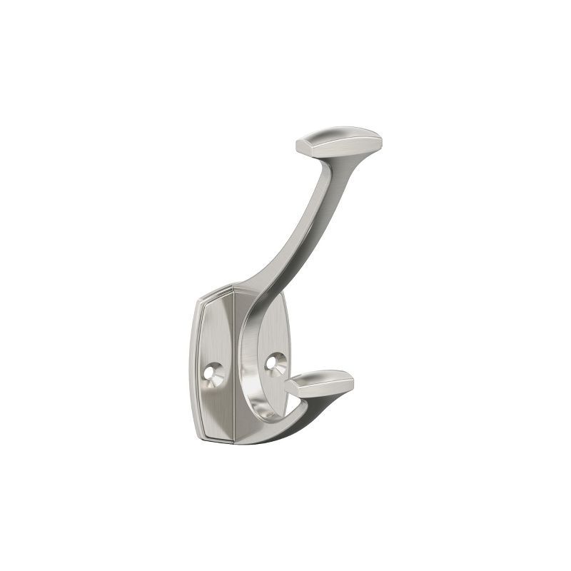 Satin Nickel Double Prong Decorative Metal Wall Hook