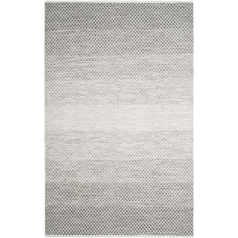 Light Grey and Ivory Handwoven Cotton Area Rug