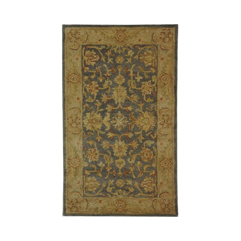 Heirloom Blue & Beige Hand-Tufted Wool Square Rug