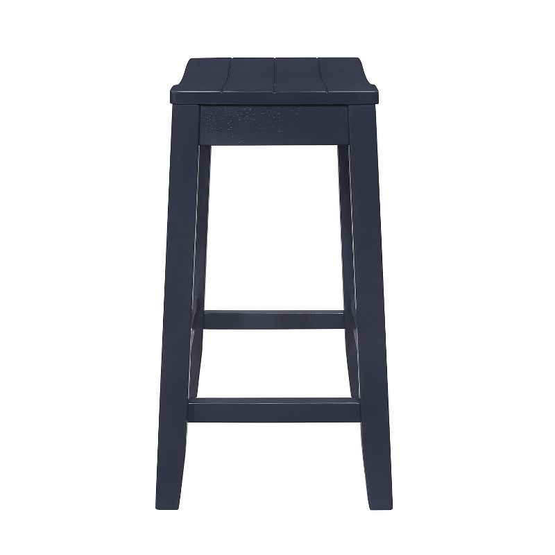 Navy Wood Backless Saddle Style Counter Stool