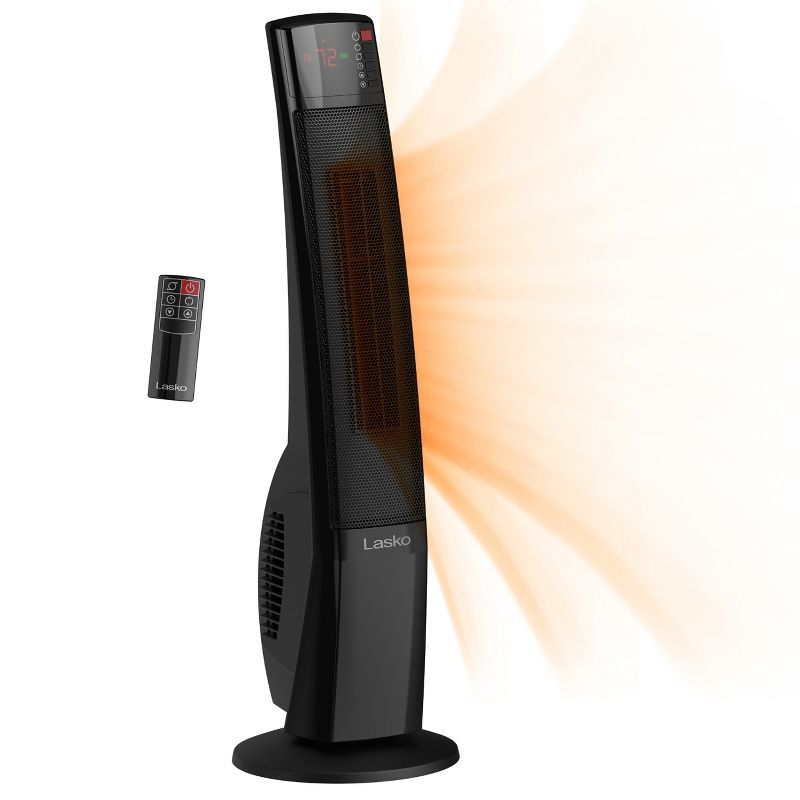 Lasko Black Ceramic Electric Tower Heater with Remote