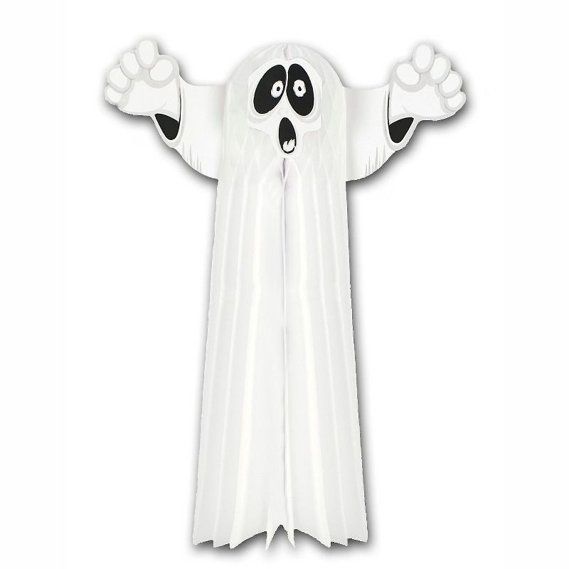 23" White and Black Tissue Hanging Ghost Set