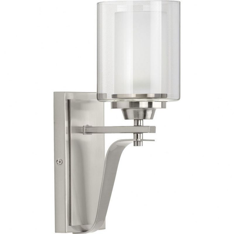 Brushed Nickel Wall Sconce with Etched Glass Shade