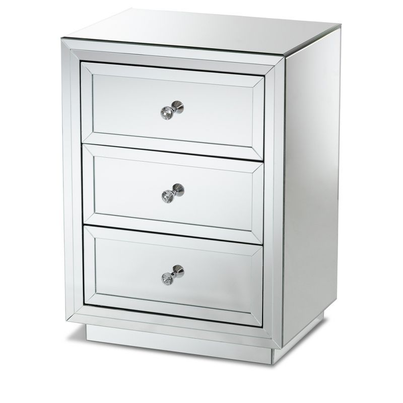 Lina Silver Mirrored 3-Drawer End Table