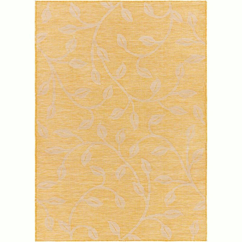 Bright Yellow Hand-Knotted Synthetic Fur Rectangular Rug 5'1" x 7'