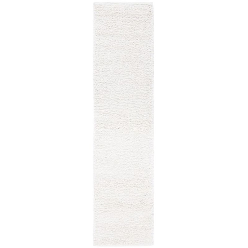 Ivory Synthetic Hand-knotted Shag Runner Rug 2' x 8'