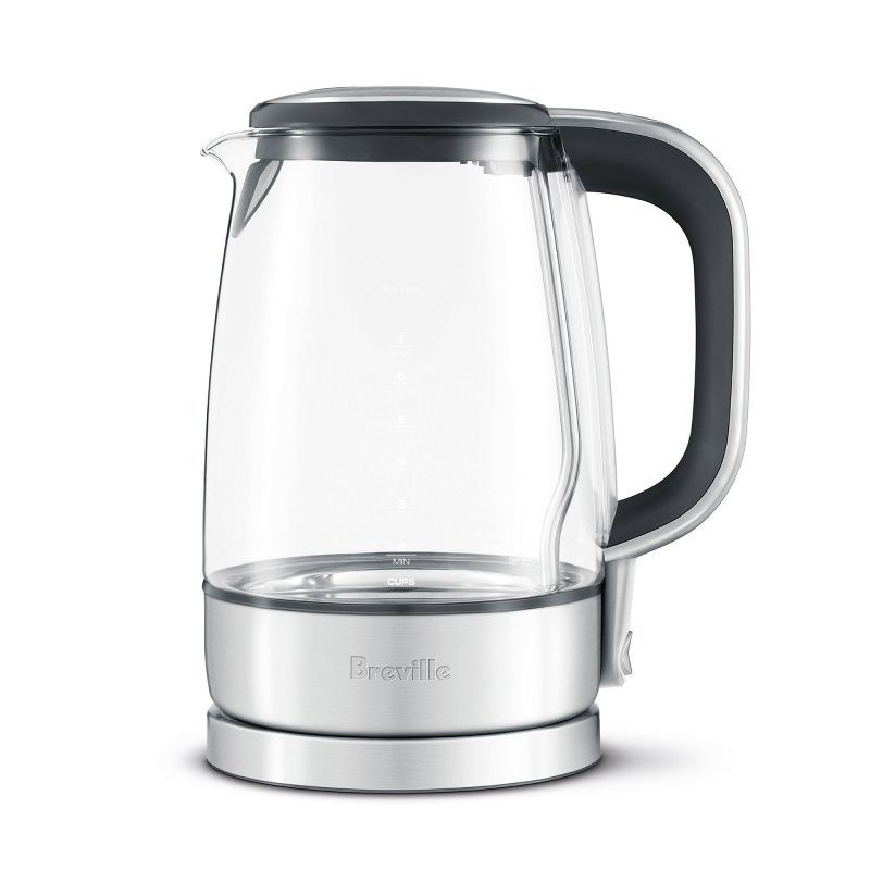 57 oz Silver Glass and Stainless Steel Electric Kettle