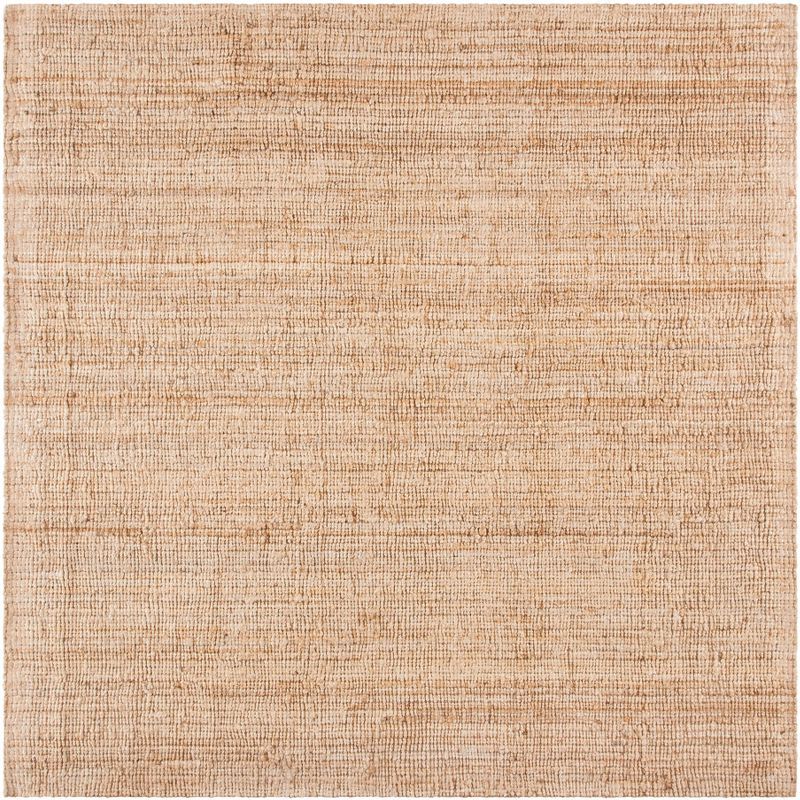 Hand-Knotted Beige Jute 5' Square Area Rug for High Traffic Areas