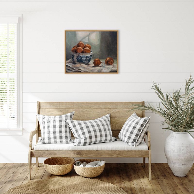 A Dish of Fruit IV Realism Canvas Print with Maple Frame