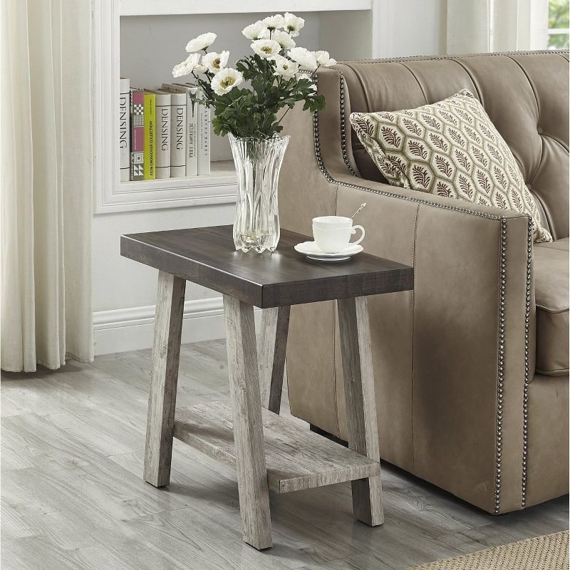 Athens Two-Tone Walnut and Gray Wood Rectangular Side Table