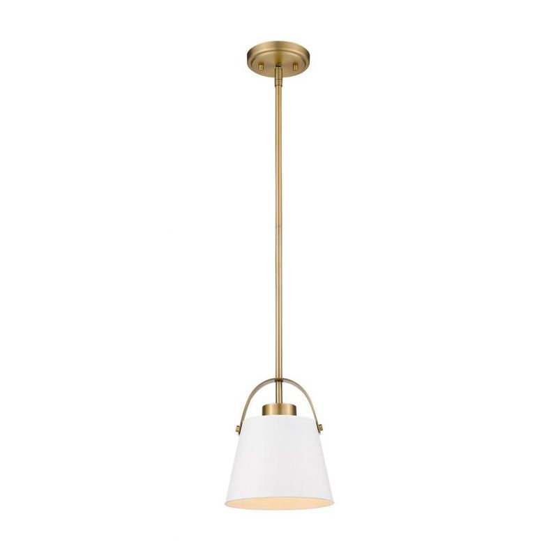 Mini Matte White and Heritage Brass Pendant Light