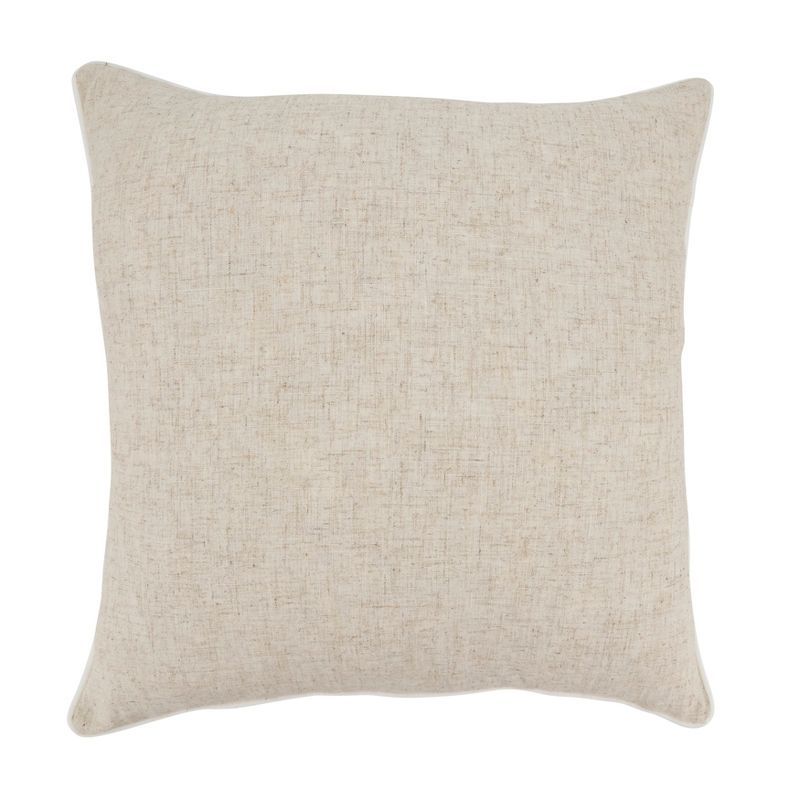 Toscana Beige Linen Blend Throw Pillow Cover with Piping